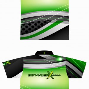 BowlerX.com Dye Sublimated Bowling Shirt Black/Green