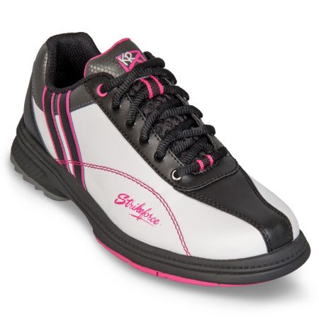 KR Strikeforce Women's Starr White/Black/Pink Wide Bowling Shoes - Image 2