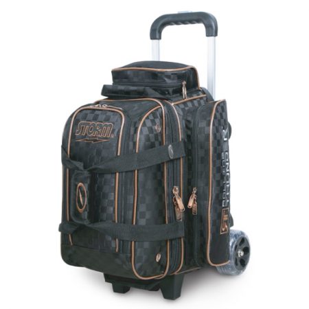 storm rolling thunder checkered black gold 2 ball roller bag