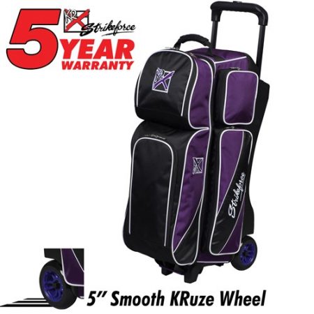 KR Fast Triple Roller Purple/Black, 3 ball triple roller, bag that holds 3 balls, 3 ball bag with retractable handle