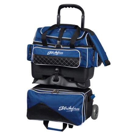 kr strikeforce royal flush black blue 4 ball roller bowling bag