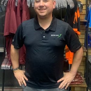 Jakob Butturff PBA bowler with Bowlerx black polo shirt