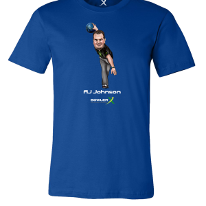 aj johnson caricature bowling t shirt bowlerx teamfish sharkfish