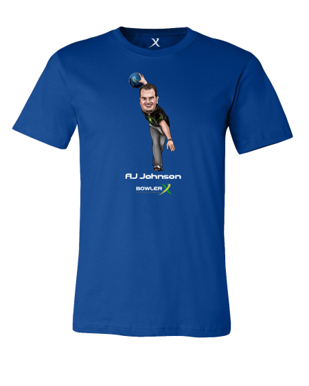 aj johnson caricature bowling t shirt bowlerx teamfish sharkfish