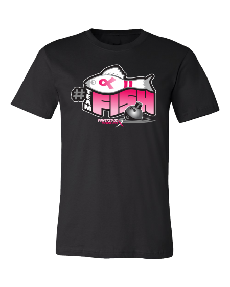 teamfish striking against breast cancer bowling shirt, pink bowling shirt breast cancer