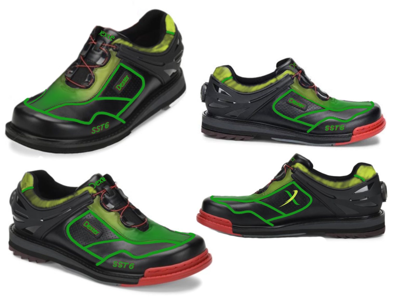 BowlerX BOA VI Bleed Green Custom Bowling Shoes LH FREE SHIPPING