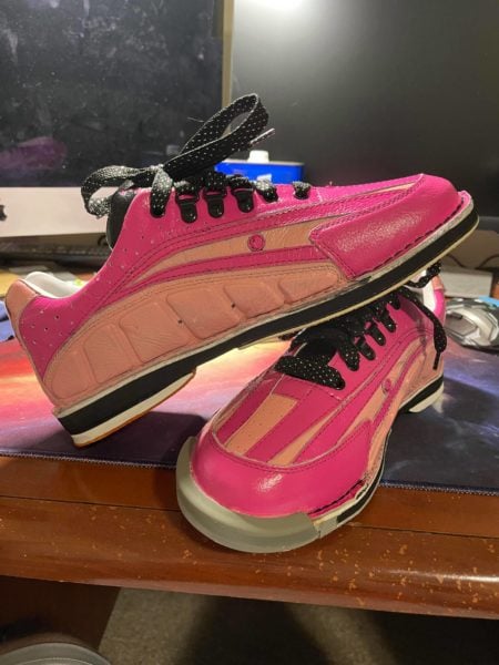 Two tone pink custom bowling shoes