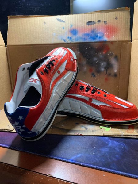 red white and blue stars and stripes custom bowling shoes