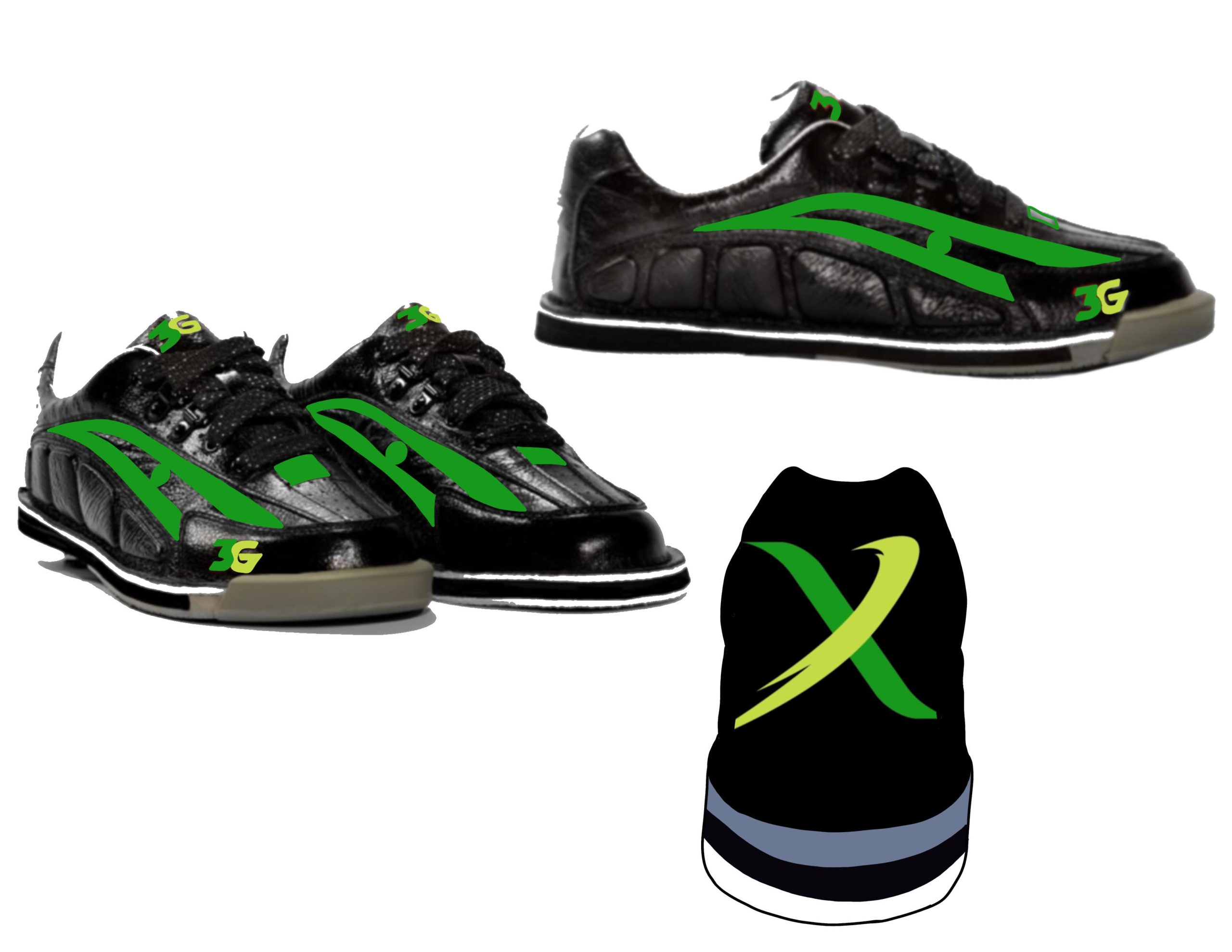 BowlerX Tour Black Custom Bowling Shoes FREE SHIPPING