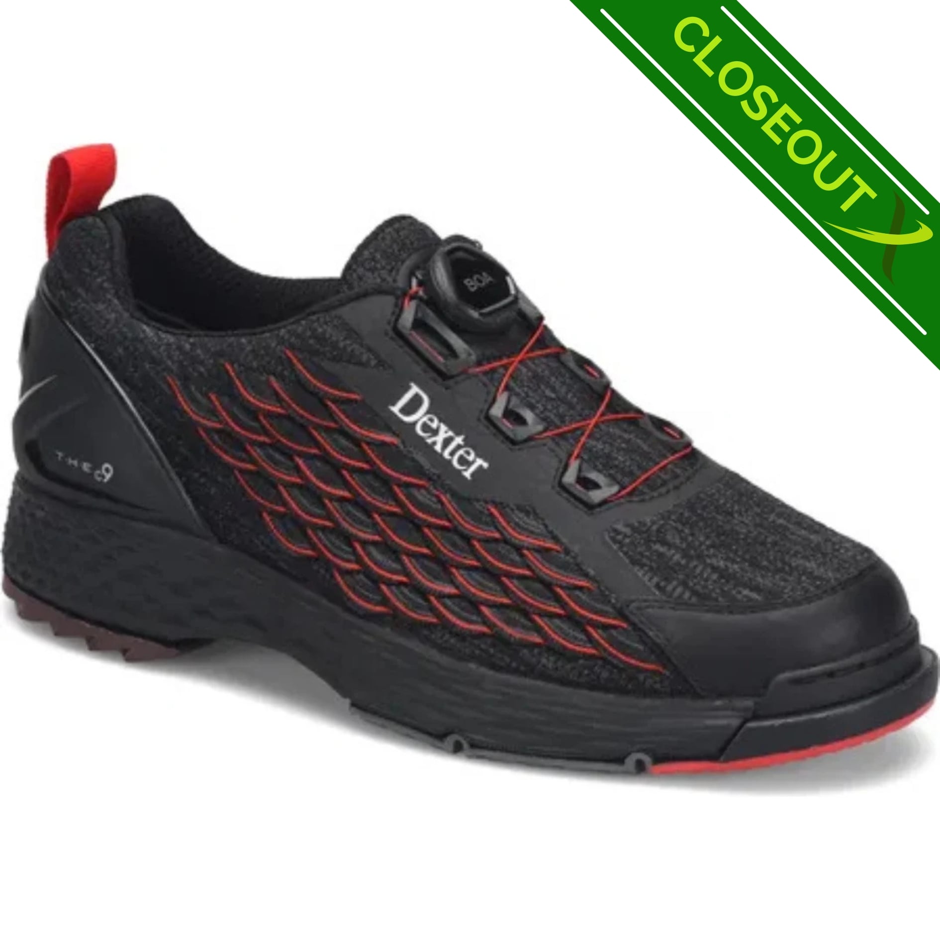 Dexter C9 Knit BOA Bowling Shoes Black/Red - BowlerX.com