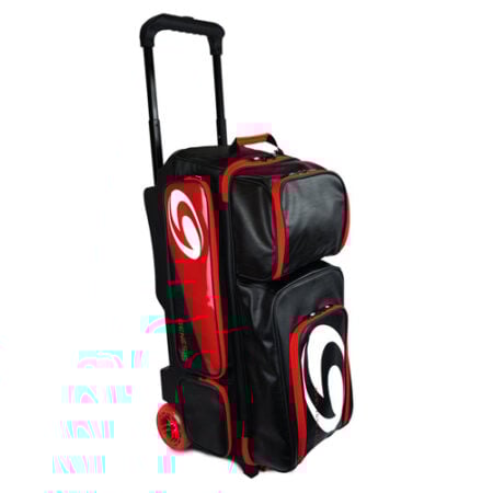 genesis carbon triple roller bowling bag black red