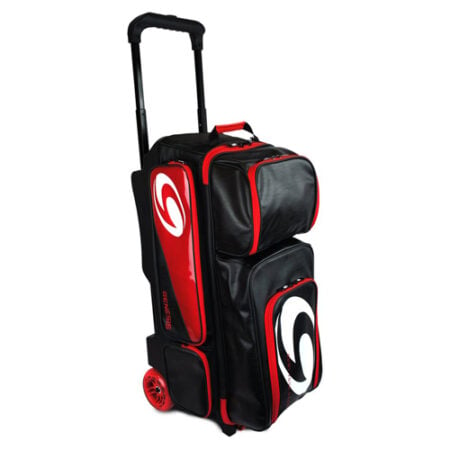 genesis carbon triple roller bowling bag black red