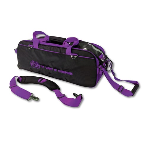 vise clear top triple bowling tote black purple