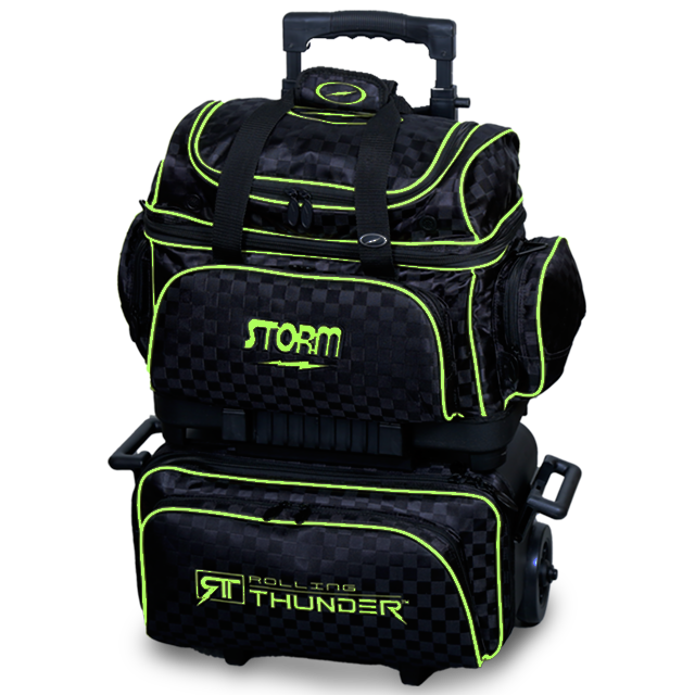 Storm Rolling Thunder 4 Ball Roller Bag Checkered Black Lime