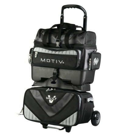 Motiv vault 4 ball bowling bag black grey