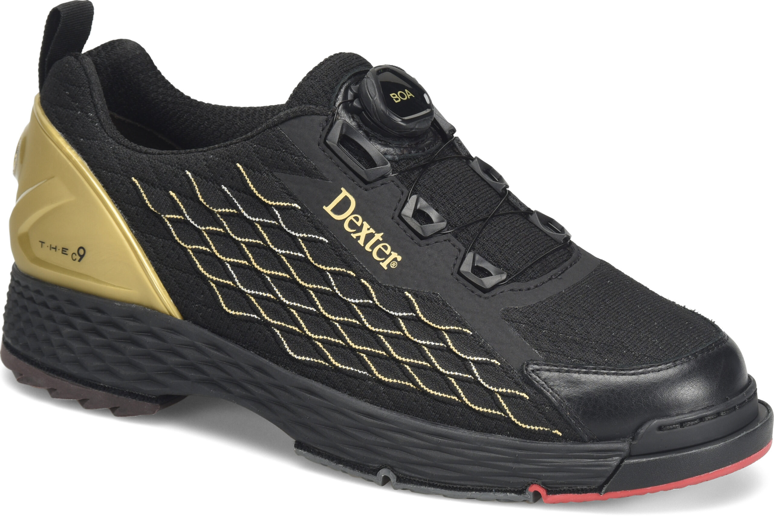Dexter C9 Knit BOA Bowling Shoes Black Gold BowlerX