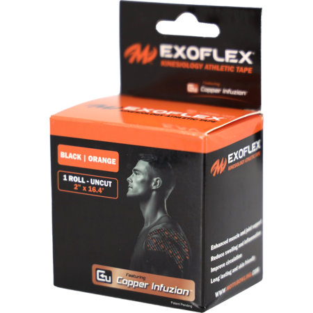 Motiv ExoFlex Kinesiology Tape Un-Cut Roll - Black/Orange - Image 2