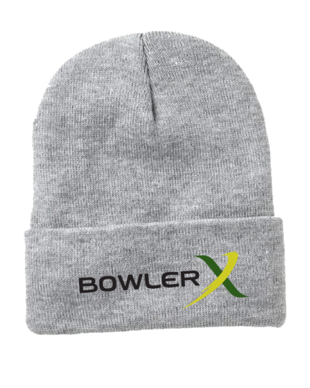 bowlerx logo gray beanie winter hat