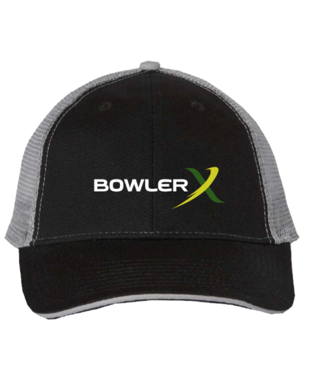 bowlerx black grey trucker bowling baseball cap hat