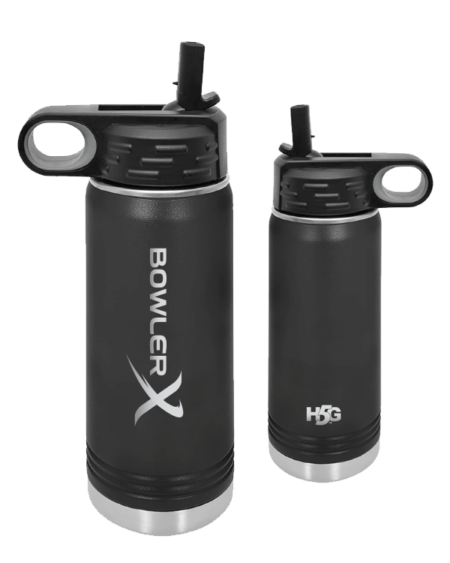 bowlerx logo black engraved water bowling bottle