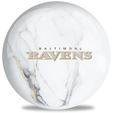 OTB NFL Baltimore Ravens White Marble Bowling Ball - Image 2