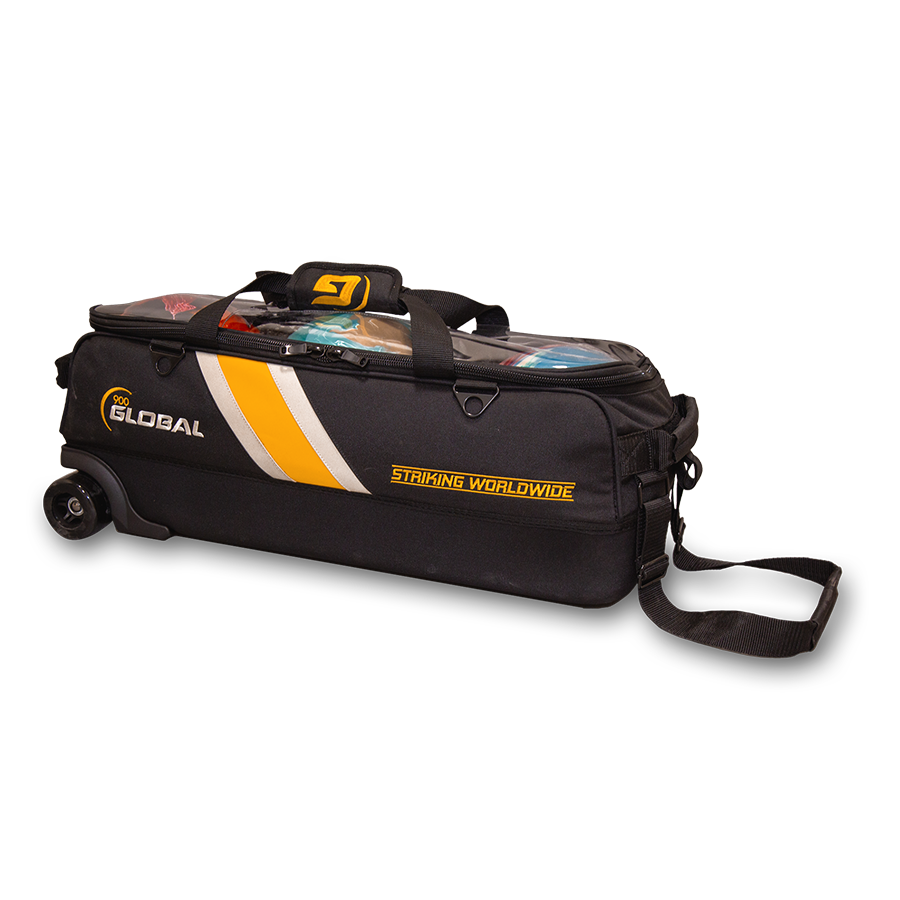 900 global triple 3 ball tote black gold